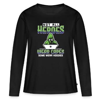 Tous les héros ne portent pas de capes - Ethical Hacker - T-shirt manches longues Premium bio Femme - noir - Devant - Julia (174cm)