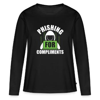 Phishing pour des compliments - Ethical Hacker - T-shirt manches longues Premium bio Femme - noir - Devant - Julia (174cm)