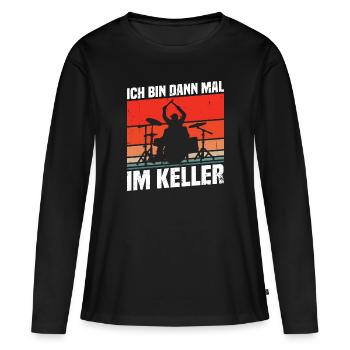 Ich bin dann mal im Keller - Frauen Premium Bio Langarmshirt - Schwarz - Vorne - Julia (174cm)