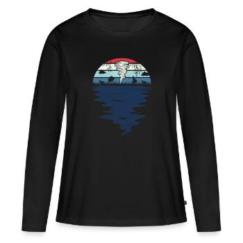Retro Tornado Hunter Sturm Jagt Tornados Hurrikane - Frauen Premium Bio Langarmshirt - Schwarz - Vorne - Julia (174cm)