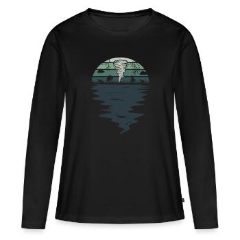 Retro Tornado Hunter Sturm Jagt Tornados Hurrikane - Frauen Premium Bio Langarmshirt - Schwarz - Vorne - Julia (174cm)