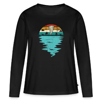 Retro Tornado Hunter Sturm Jagt Tornados Hurrikane - Frauen Premium Bio Langarmshirt - Schwarz - Vorne - Julia (174cm)