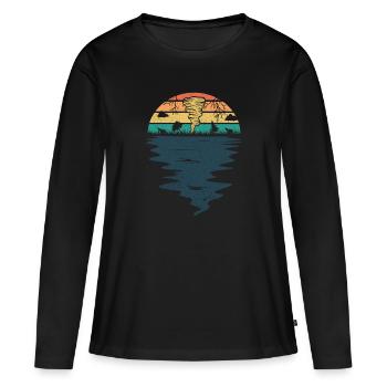 Retro Tornado Hunter Sturm Jagt Tornados Hurrikane - Frauen Premium Bio Langarmshirt - Schwarz - Vorne - Julia (174cm)