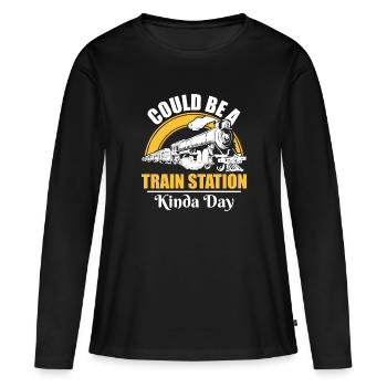 Could be a Train Station Kinda Day - Train Guide - Women's Premium Organic Long Sleeve Shirt - black - Front - Julia (174cm)