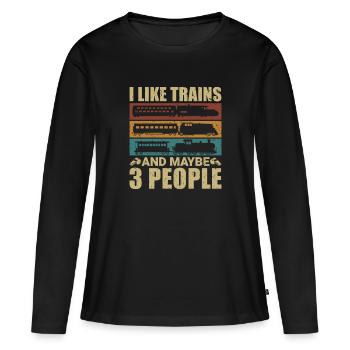 J’aime Trains & Peut-être 3 personnes - Zugführer - T-shirt manches longues Premium bio Femme - noir - Devant - Julia (174cm)