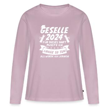 Compagnon 2024 - T-shirt manches longues Premium bio Femme - rose poudré - Devant - Julia (174cm)