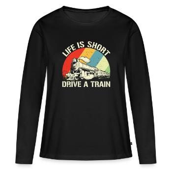 La vie est courte Conduisez un train - Train Driver - T-shirt manches longues Premium bio Femme - noir - Devant - Julia (174cm)