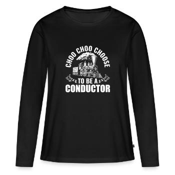 Choisir d’être chef d’orchestre - Zugführer Lokführer - T-shirt manches longues Premium bio Femme - noir - Devant - Julia (174cm)