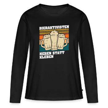 Beer activists: Lifting instead of gluing - Women's Premium Organic Long Sleeve Shirt - black - Front - Julia (174cm)