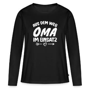 Aus dem weg Oma im einsatz - Frauen Premium Bio Langarmshirt - Schwarz - Vorne - Julia (174cm)