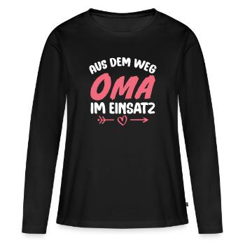 Aus dem weg Oma im einsatz - Frauen Premium Bio Langarmshirt - Schwarz - Vorne - Julia (174cm)