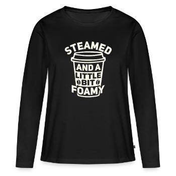 Cuit à la vapeur et un peu mousseux - Barista Coffee - T-shirt manches longues Premium bio Femme - noir - Devant - Julia (174cm)