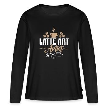 Latte Art Artist - Barista Coffee Fans - Women's Premium Organic Long Sleeve Shirt - black - Front - Julia (174cm)