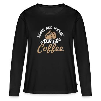 Siroter et tripper sur un café - Barista Kaffee - T-shirt manches longues Premium bio Femme - noir - Devant - Julia (174cm)