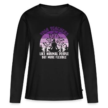 Comme les gens normaux mais plus flexibles – professeur de yoga - T-shirt manches longues Premium bio Femme - noir - Devant - Julia (174cm)