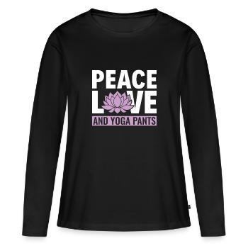 Peace Love & Yoga Pants - Yoga Lehrer - Frauen Premium Bio Langarmshirt - Schwarz - Vorne - Julia (174cm)