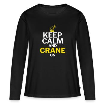Gardez votre calme et la grue - Drôle de conducteur de grue - T-shirt manches longues Premium bio Femme - noir - Devant - Julia (174cm)