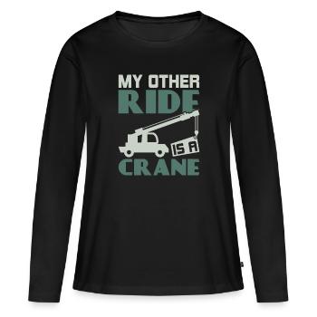 Mon autre manège est une grue - Lustiges Kranfahrer - T-shirt manches longues Premium bio Femme - noir - Devant - Julia (174cm)