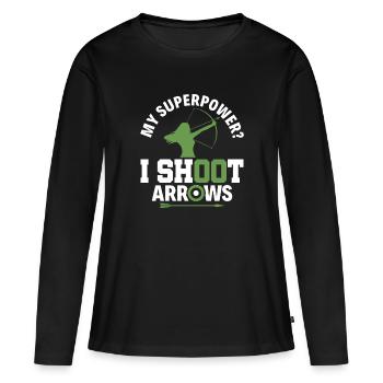 My Superpower? I shoot Arrows - Archer Bow - Women's Premium Organic Long Sleeve Shirt - black - Front - Julia (174cm)