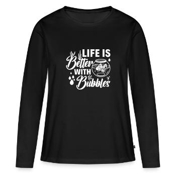 La vie est plus belle avec Bubbles - Aquascaping Aquarium - T-shirt manches longues Premium bio Femme - noir - Devant - Julia (174cm)