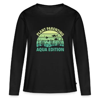 Plant Parenting Aqua Edition - Aqua Scape Aquarium - Frauen Premium Bio Langarmshirt - Schwarz - Vorne - Julia (174cm)