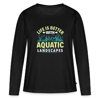 La vie est plus belle avec Paysages aquatiques - Aqua - T-shirt manches longues Premium bio Femme - noir - Devant - Julia (174cm)