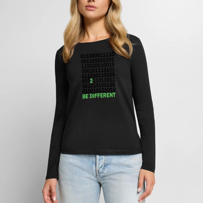Cadeau Be Different Binary Code Nerd T-shirt manches longues Premium bio Femme