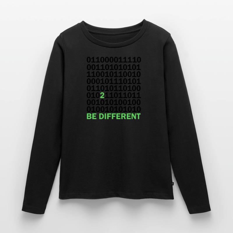 Cadeau Be Different Binary Code Nerd T-shirt manches longues Premium bio Femme