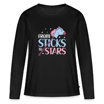 From Sticks To Stars - Hobby Horse Steckenpferd - Women's Premium Organic Long Sleeve Shirt - black - Front - Julia (174cm)