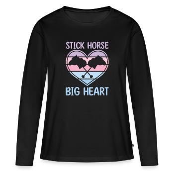 Stick Horse Big Heart - Hobby Horse Steckenpferd - Women's Premium Organic Long Sleeve Shirt - black - Front - Julia (174cm)