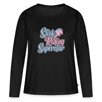 Stick Riding Superstar - Hobby Horse Steckenpferd - Women's Premium Organic Long Sleeve Shirt - black - Front - Julia (174cm)