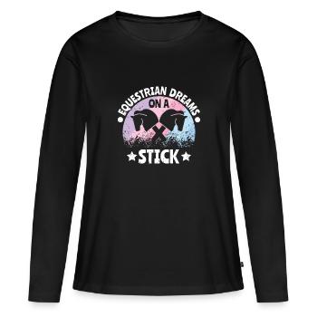 Equestrian Dreams on a Stick - Hobby Horse - Frauen Premium Bio Langarmshirt - Schwarz - Vorne - Julia (174cm)