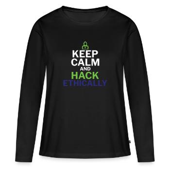 Gardez votre calme et piratez de manière éthique - Ethical Hacker - T-shirt manches longues Premium bio Femme - noir - Devant - Julia (174cm)
