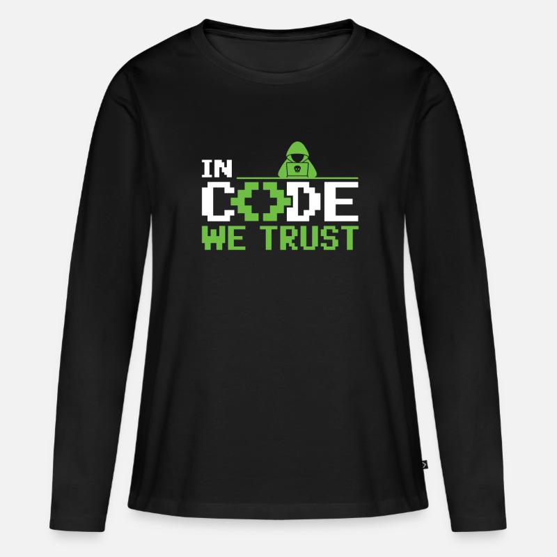 In Code We Trust - Ethical Hacker Cybersecurity - Frauen Premium Bio Langarmshirt - Schwarz