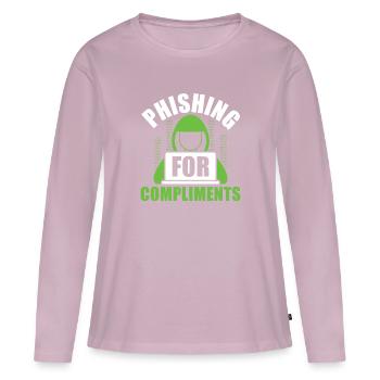 Phishing pour des compliments - Ethical Hacker - T-shirt manches longues Premium bio Femme - rose poudré - Devant - Julia (174cm)