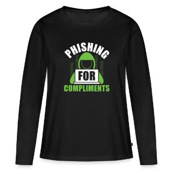 Phishing pour des compliments - Ethical Hacker - T-shirt manches longues Premium bio Femme - noir - Devant - Julia (174cm)