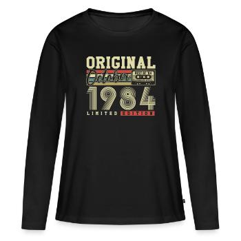 Original Oktober 1984 Jahrgang Geburtstag Retro - Frauen Premium Bio Langarmshirt - Schwarz - Vorne - Julia (174cm)