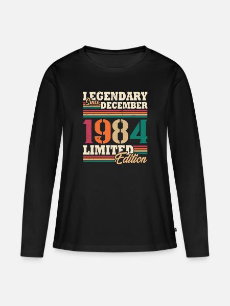 Jahrgang 1984 Dezember Retro Geburtstagsgeschenk - Frauen Premium Bio Langarmshirt - Schwarz