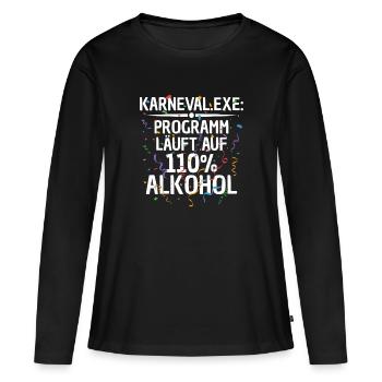 Le programme fonctionne avec 110 % d’alcool - Drôle - T-shirt manches longues Premium bio Femme - noir - Devant - Julia (174cm)