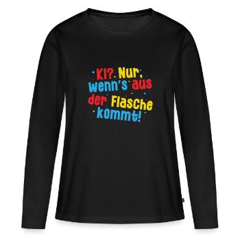 Seulement quand il sort de la bouteille - Drôle - T-shirt manches longues Premium bio Femme - noir - Devant - Julia (174cm)