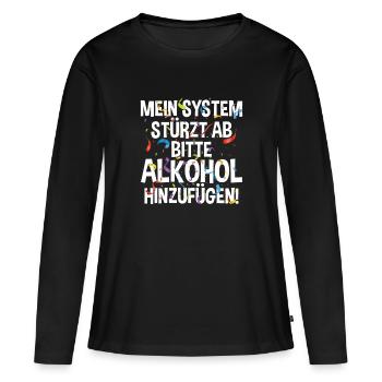 Bitte Alkohol hinzufügen! - Lustiges KI Fasching - Frauen Premium Bio Langarmshirt - Schwarz - Vorne - Julia (174cm)