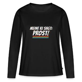 Meine KI sagt Prost! - Lustiges Fasching Kostüm - Frauen Premium Bio Langarmshirt - Schwarz - Vorne - Julia (174cm)
