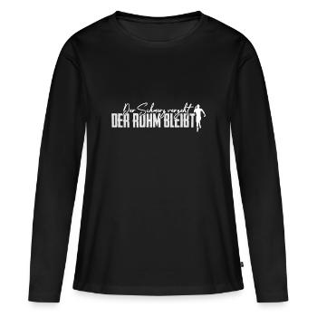 Jogging Der Schmerz Vergeht Der Ruhm Bleibt Motiv - Frauen Premium Bio Langarmshirt - Schwarz - Vorne - Julia (174cm)