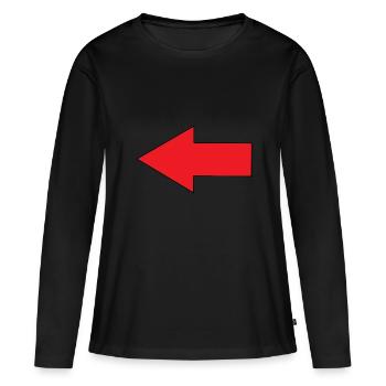 Pfeil links Richtung Geschenkidee - Frauen Premium Bio Langarmshirt - Schwarz - Vorne - Julia (174cm)