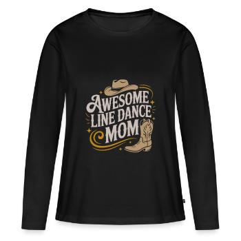 Linedance Mom. Wunderbare Line Dance Mama - Frauen Premium Bio Langarmshirt - Schwarz - Vorne - Julia (174cm)