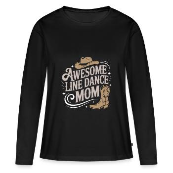 Linedance Mom. Wunderbare Line Dance Mama - Frauen Premium Bio Langarmshirt - Schwarz - Vorne - Julia (174cm)