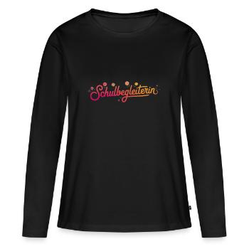 Schulbegleiterin mit Blumenmotiv - Frauen Premium Bio Langarmshirt - Schwarz - Vorne - Julia (174cm)