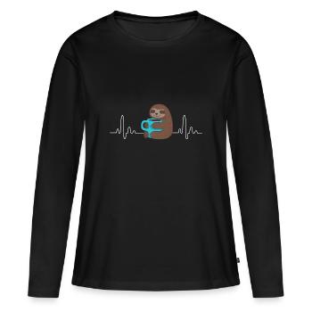 I love coffee t shirt coffee time sholt - T-shirt manches longues Premium bio Femme - noir - Devant - Julia (174cm)