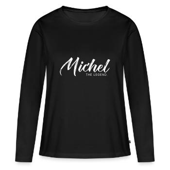 Michel the legend Cadeau T shirt michel - T-shirt manches longues Premium bio Femme - noir - Devant - Julia (174cm)