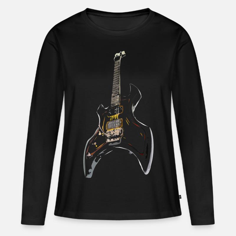 Gitarre - Frauen Premium Bio Langarmshirt - Schwarz